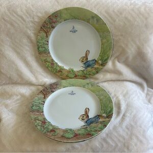 BEATRIX POTTER PETER RABBIT GREEN EASTER DINNER PLATES SET OF 4 - NEW